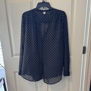 Old Navy Black Geometric Blouse